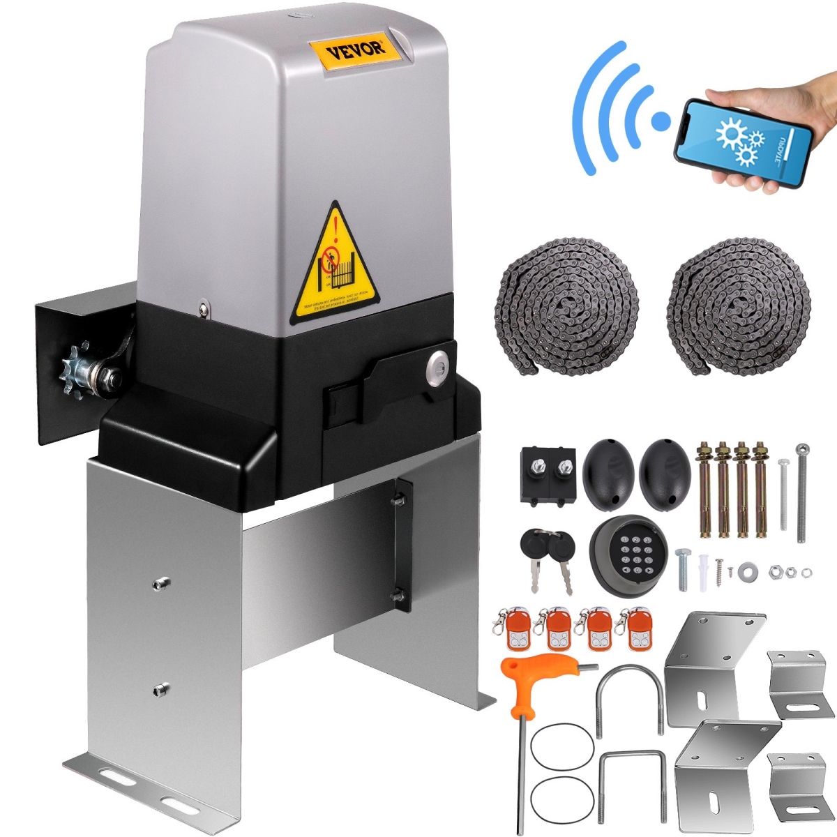3300lbs Automatic Sliding Gate Opener Door Operator 4 Remote APP Control