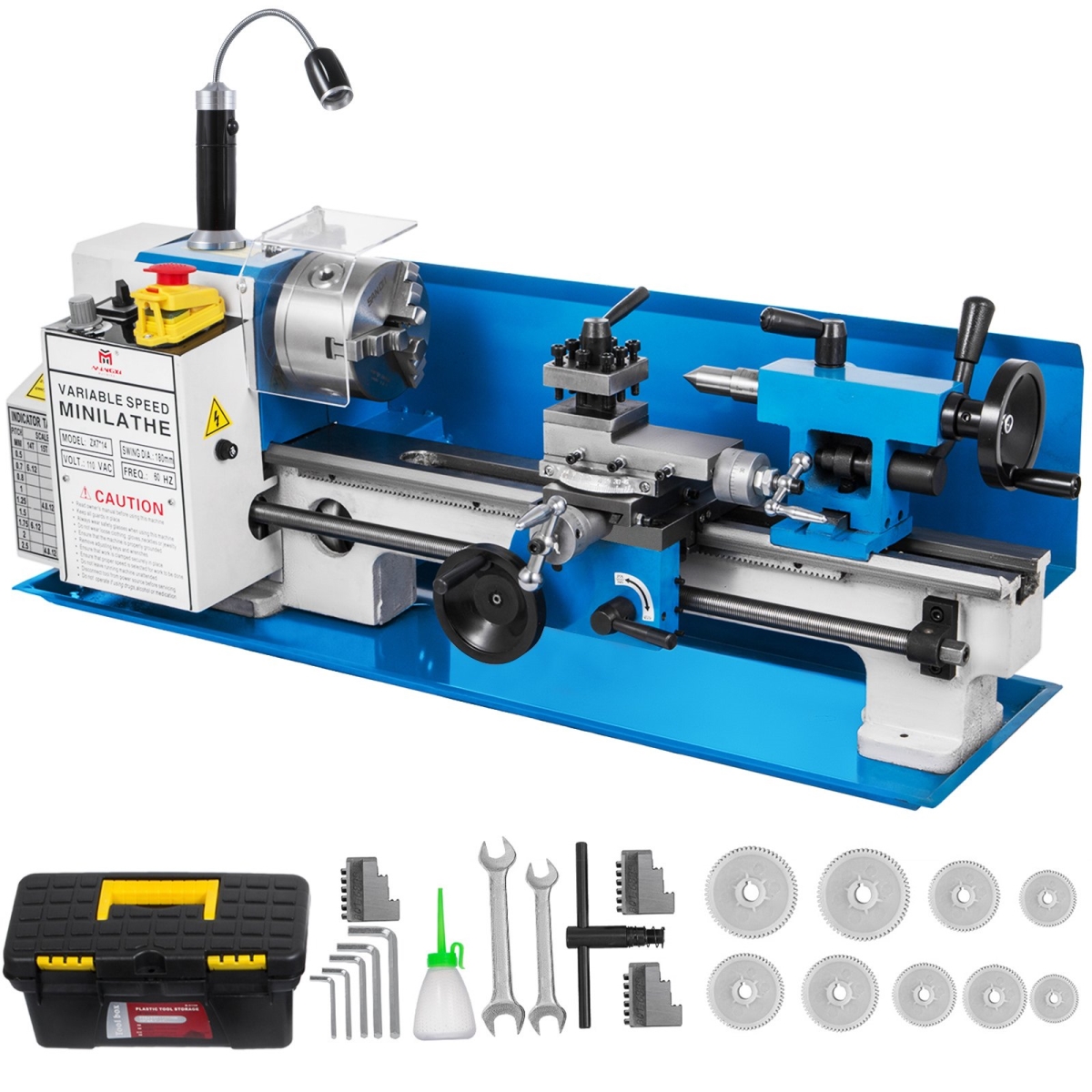 JSMNCC7X14-550W01V1 7 x 14 in. Precision Bench Top Mini Metal Lathe -  Vevor