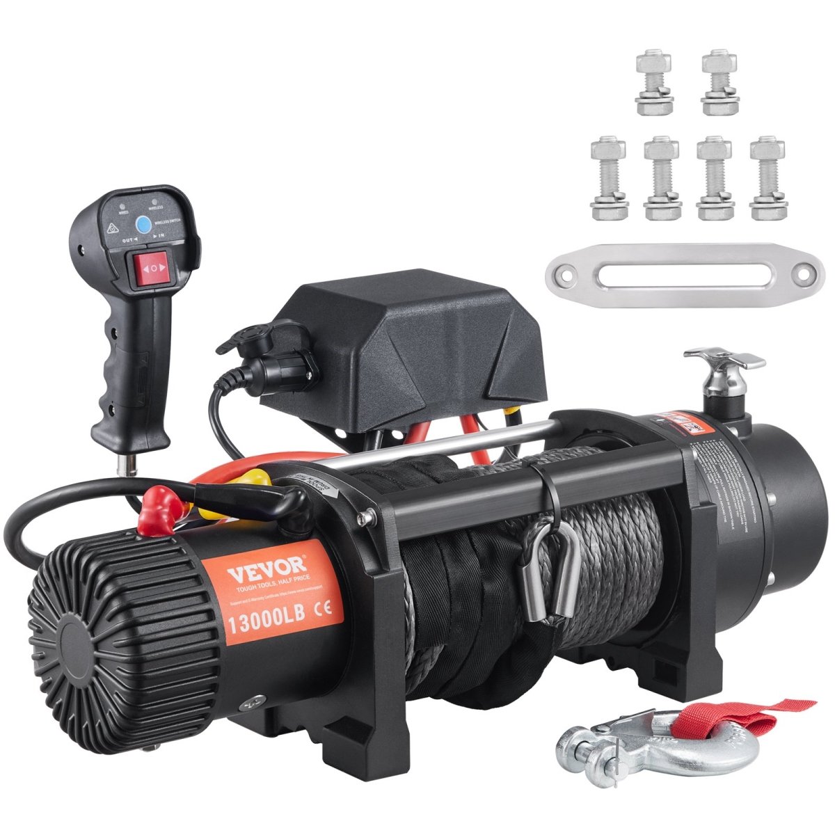 DDHCSJPHCSYCYKV6HV9 12V 13000 lbs Load Capacity Nylon Rope Winch -  Vevor