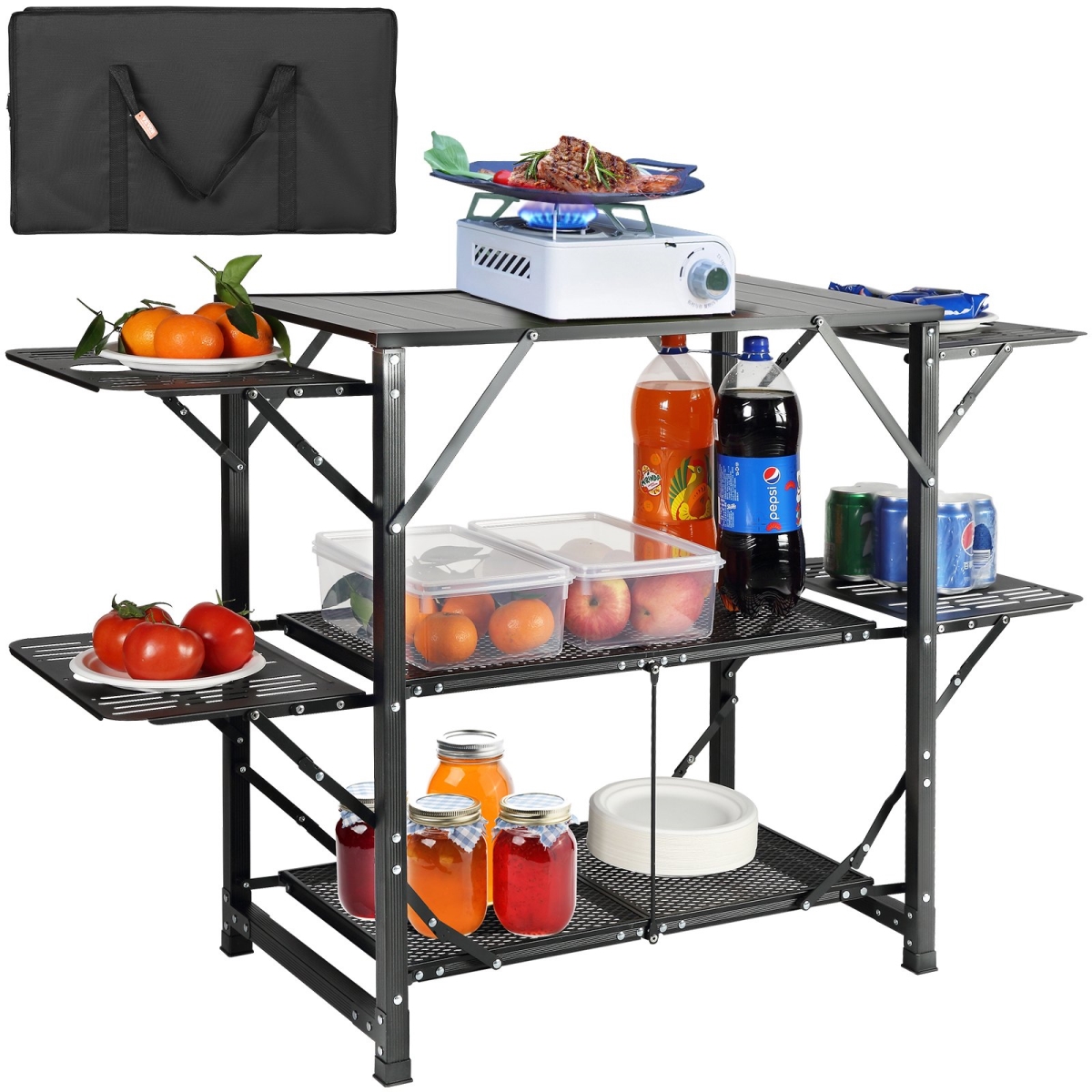 BJKYDCFHSBDSTYUGSV0 49.6 in. Aluminum Camping Kitchen Table