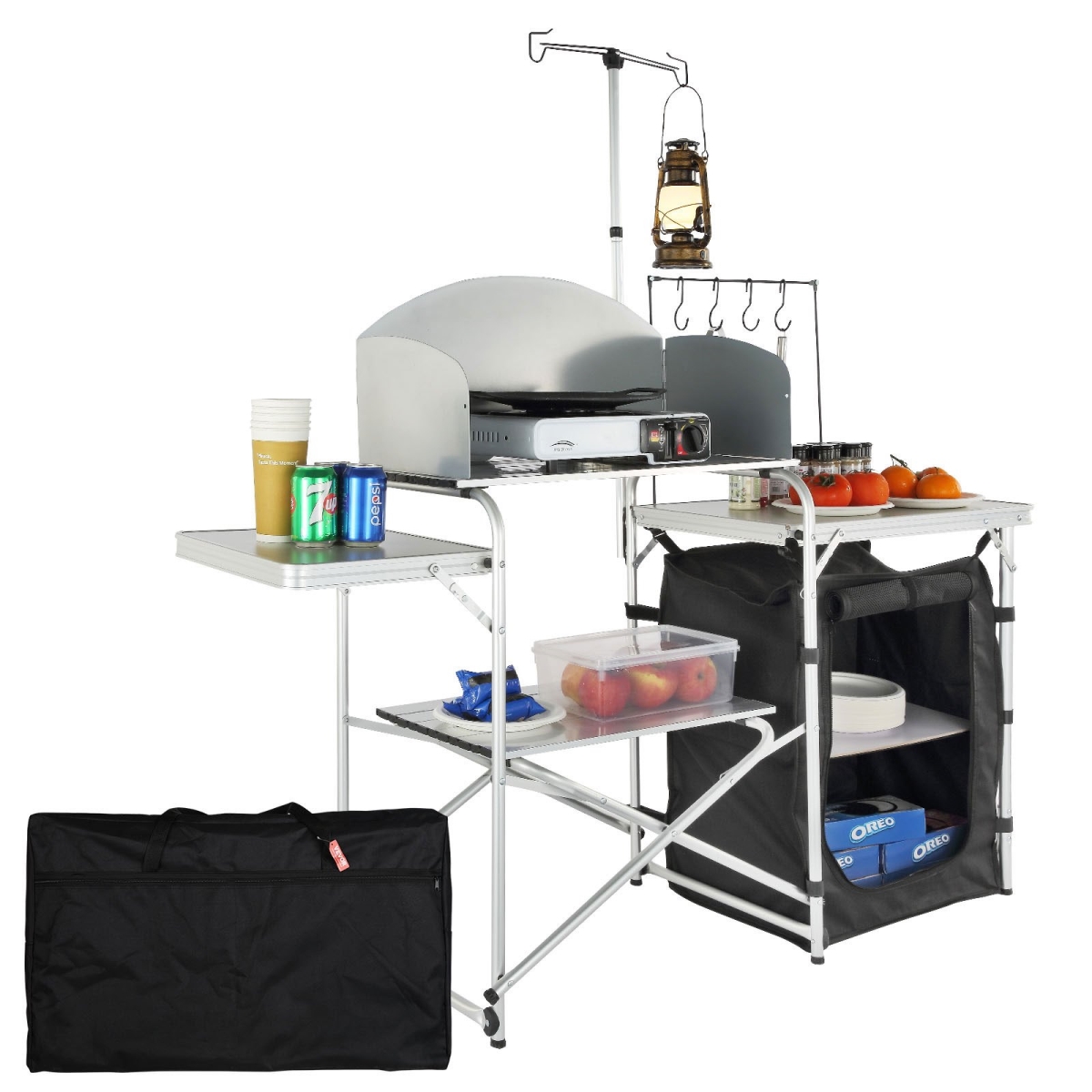 DFBKYDCFHSBDGFR79V0 57.5 in. Folding Camping Kitchen Table, Black
