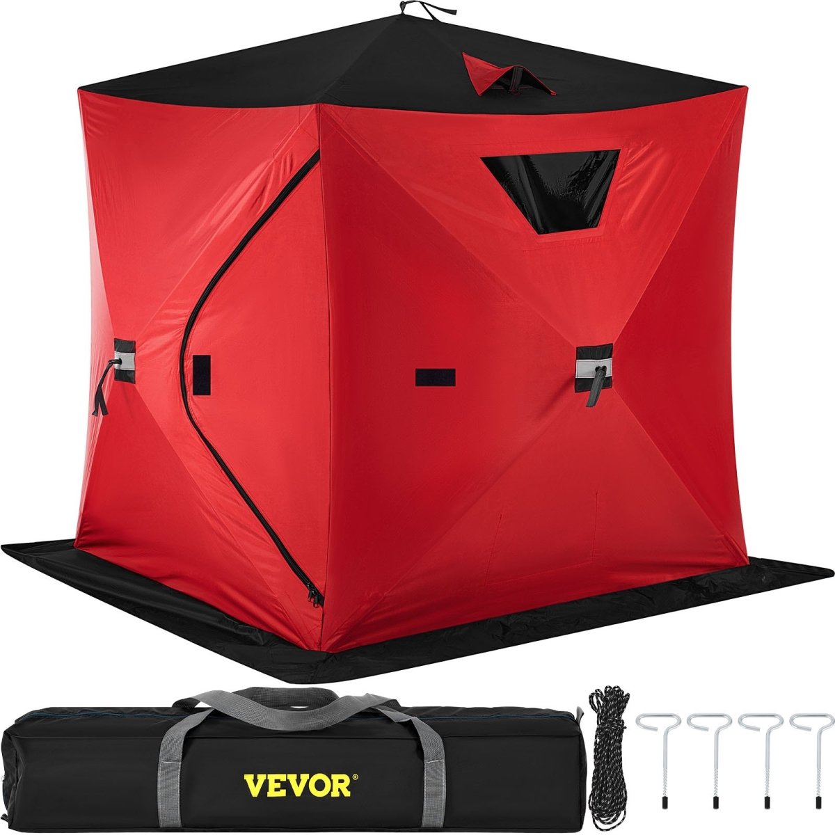 BDZP148X148X168CMV0 2-Person Ice Fishing Shelter Tent, Red -  Vevor