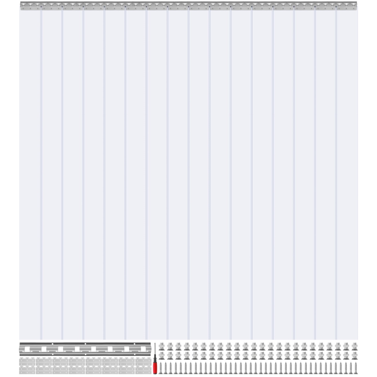 96 x 96 x 0.08 in. PVC Smooth Strip Curtain, Clear - 16 Piece