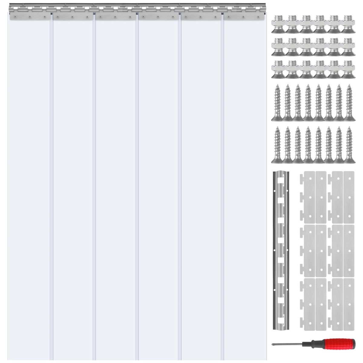84 x 38 x 0.08 in. PVC Smooth Strip Curtain, Clear - 6 Piece