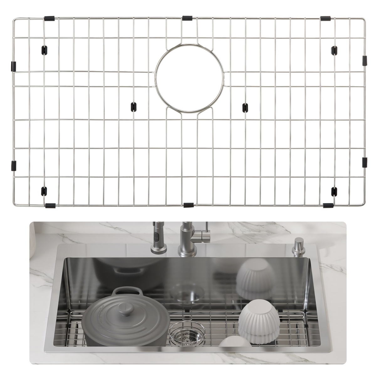 Picture of Vevor SCBHDJ12614INO6YEV0 26 x 14 in. Stainless Steel Sink Protector Grid&#44; Silver