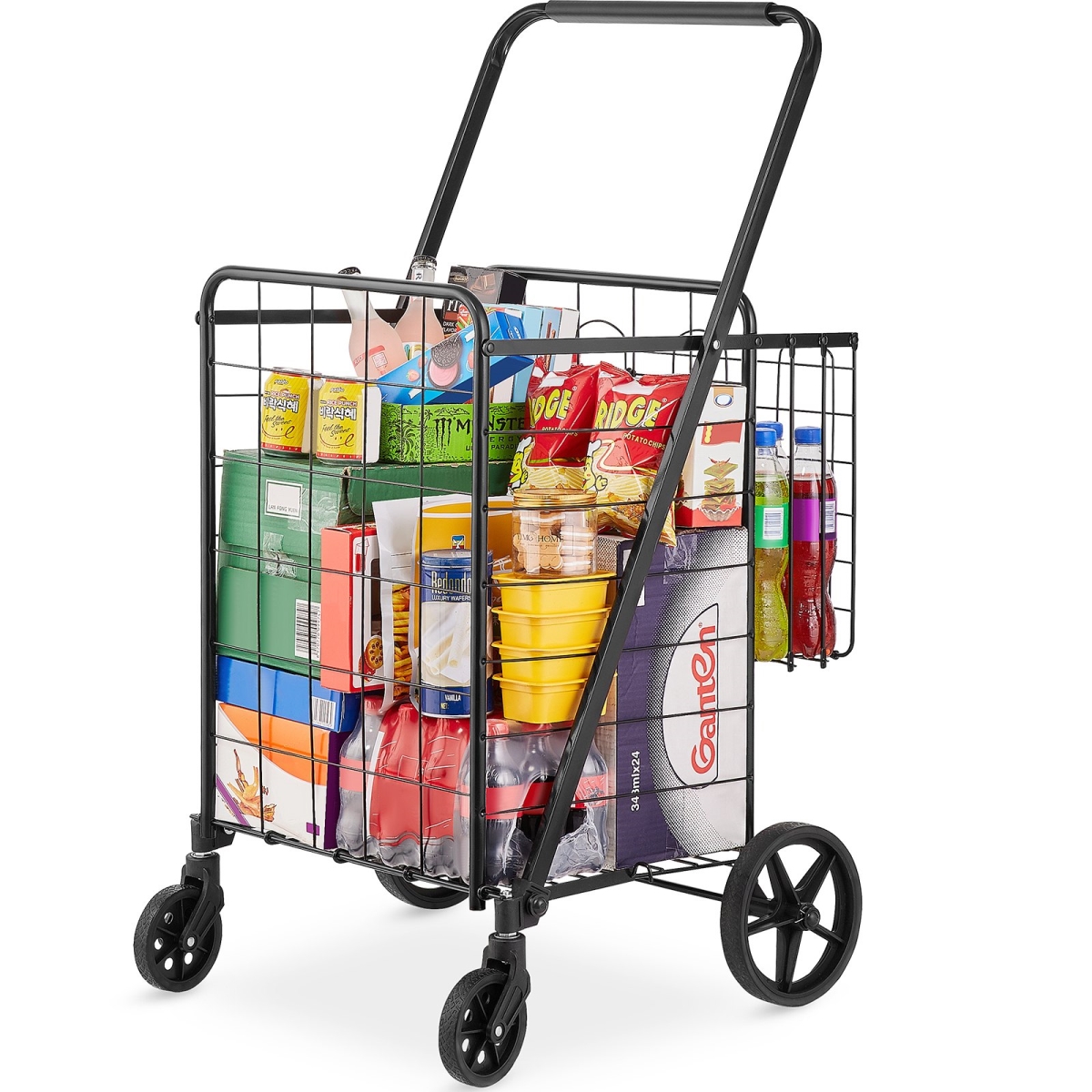 Picture of Vevor XYCZDSTJ10688G1QGV0 110 lbs Folding Shopping Cart with Double Baskets