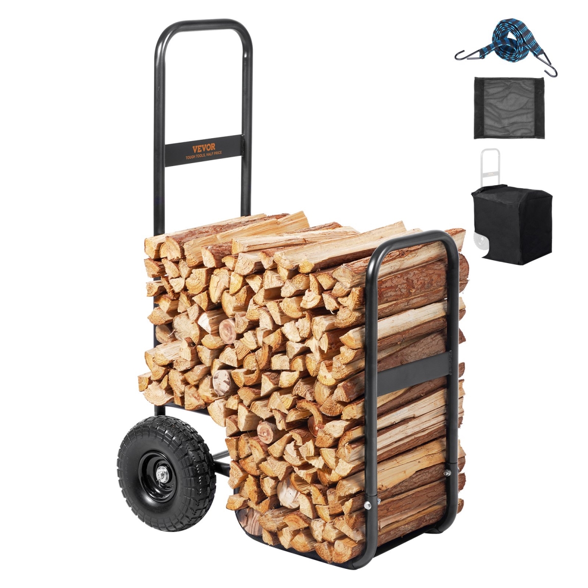 Picture of Vevor DCCH43XH27XWHHAHJV0 250 lbs Firewood Log Cart&#44; Black