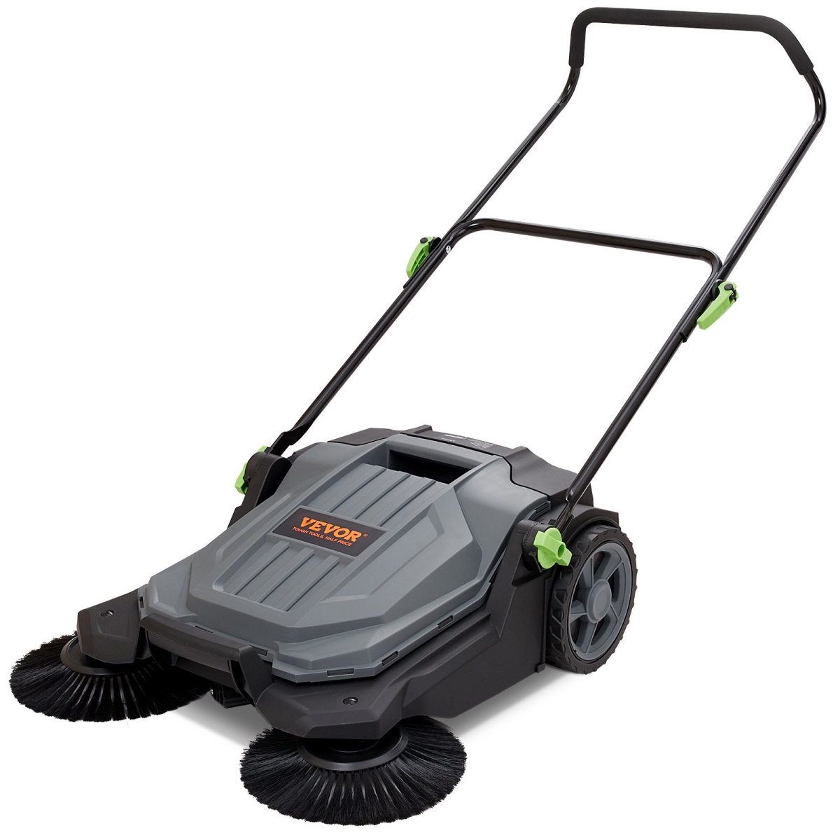 BXSQSC55JL26E5I64V0 25.6 in. Walk-Behind Hand Push Floor Sweeper, Gray & Black