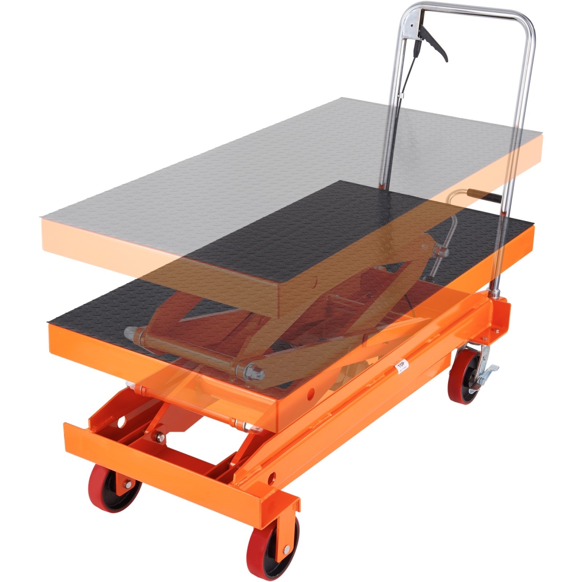 1760 lbs Hydraulic Lift Table Cart with 4 Wheels & Non-Slip Pad