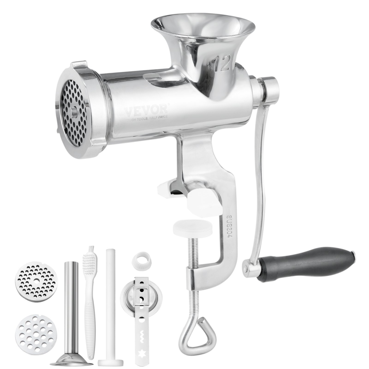 Picture of Vevor BXGSDJRJYS30TU4B1V0 304 Stainless Steel Hand Meat Grinder with Steel Table Clamp