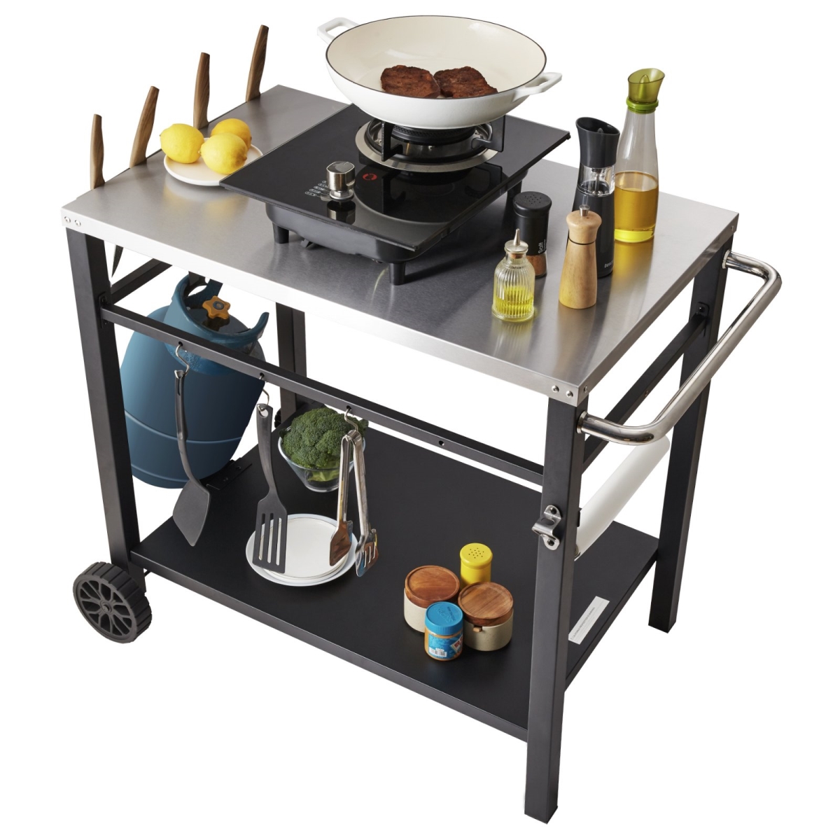 Picture of Vevor JSHWBCTC855512MJNV0 Outdoor Grill Dining Cart with Double-Shelf
