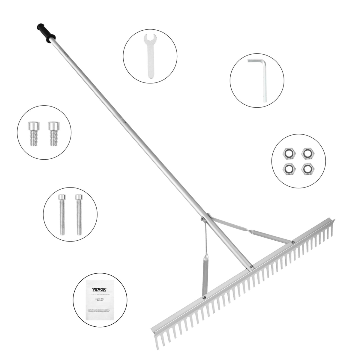 Landscape Rake 36" Head Aluminum Landscape Rake 75" Adjustable Handle