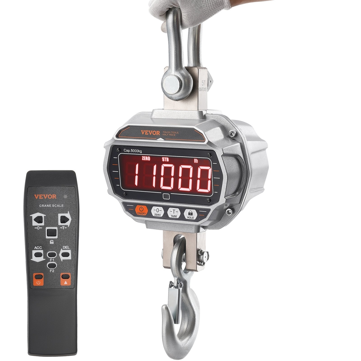 Picture of Vevor ZXDCZX1000GYG4KG3V1 11000 lbs Industrial Heavy Digital Crane Scale&#44; Silver