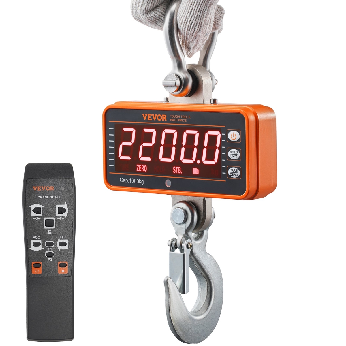 Picture of Vevor ZXDCZX200GYZ5IWZ1V9 2200 lbs Digital Crane Scale&#44; Orange