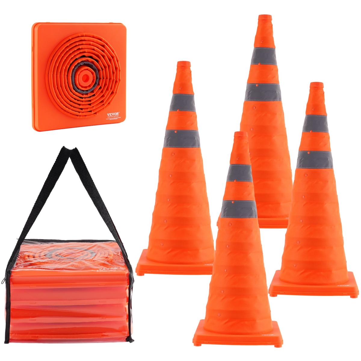28ZDAQZ28YC4I2SSDV0 Collapsible Safety Cones - Pack of 4