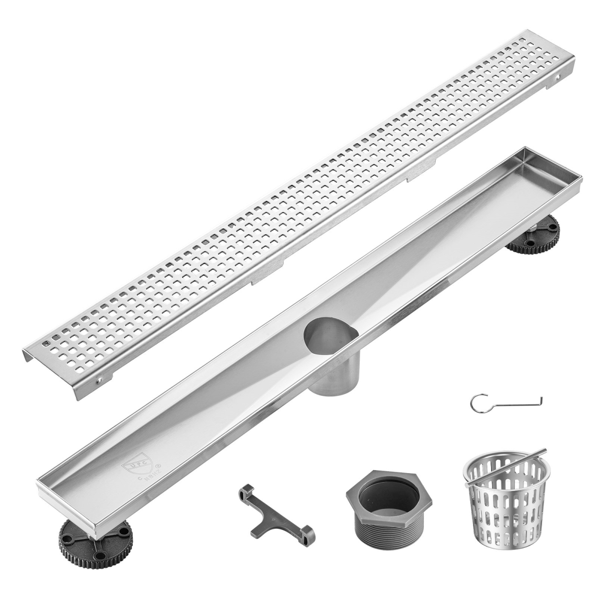 Picture of Vevor XXPSGBXGYSCKZD1TIV0 24 in. Linear Shower Drain with Square Pattern Grate