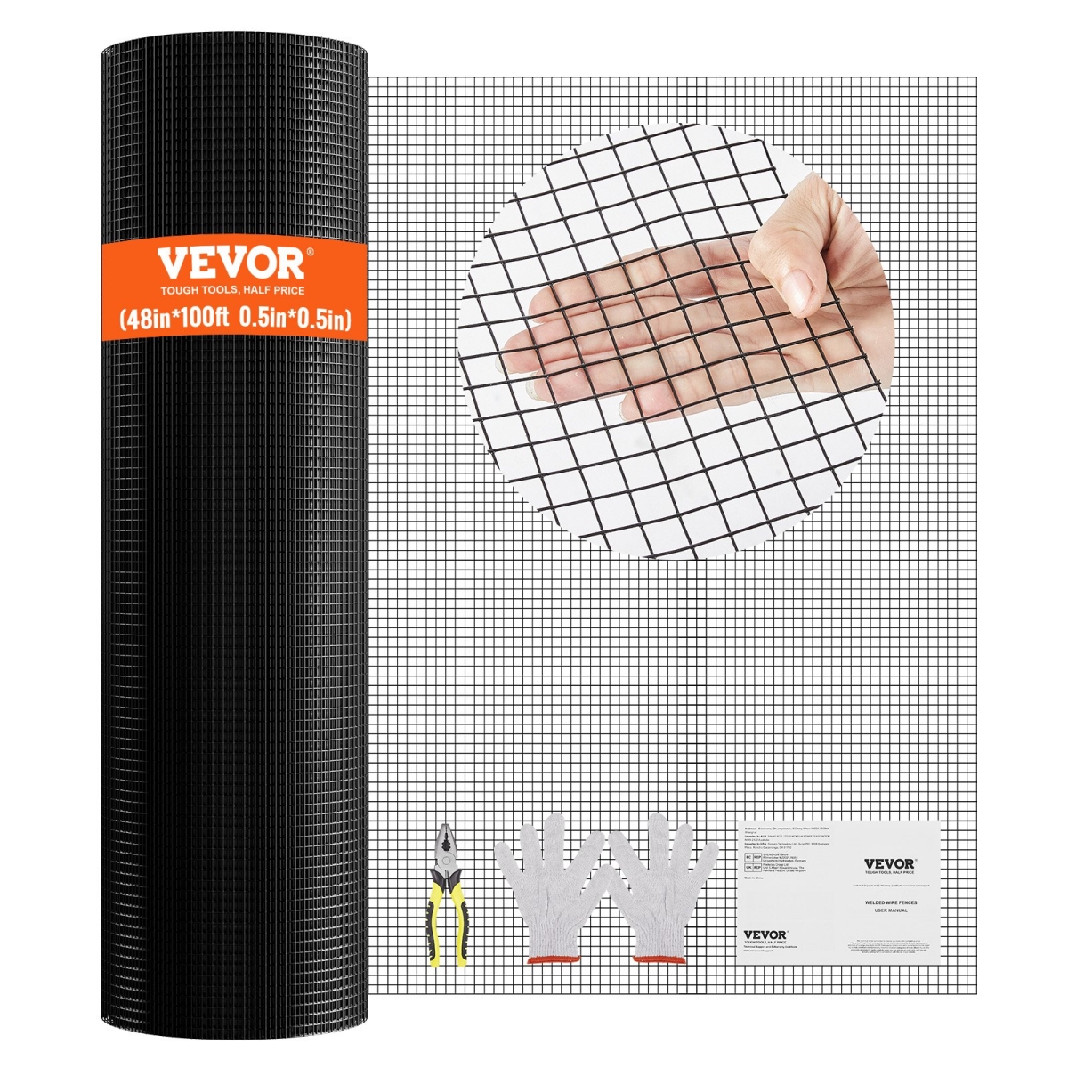 Hardware Cloth 48'' x 100' Wire Mesh Roll 19 Gauge Chicken Wire Fence Roll
