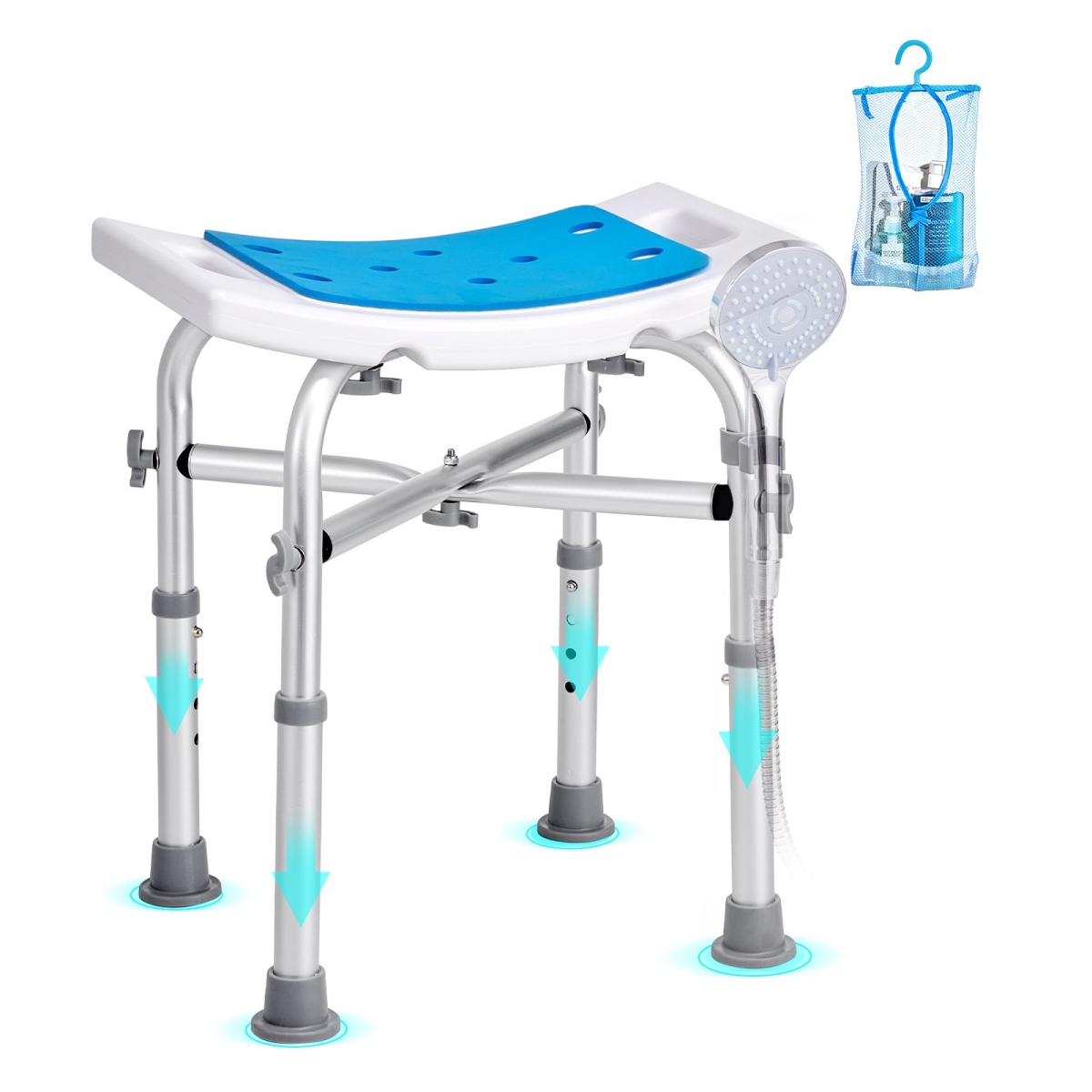 500 lbs Adjustable Height Shower Chair for Inside Shower