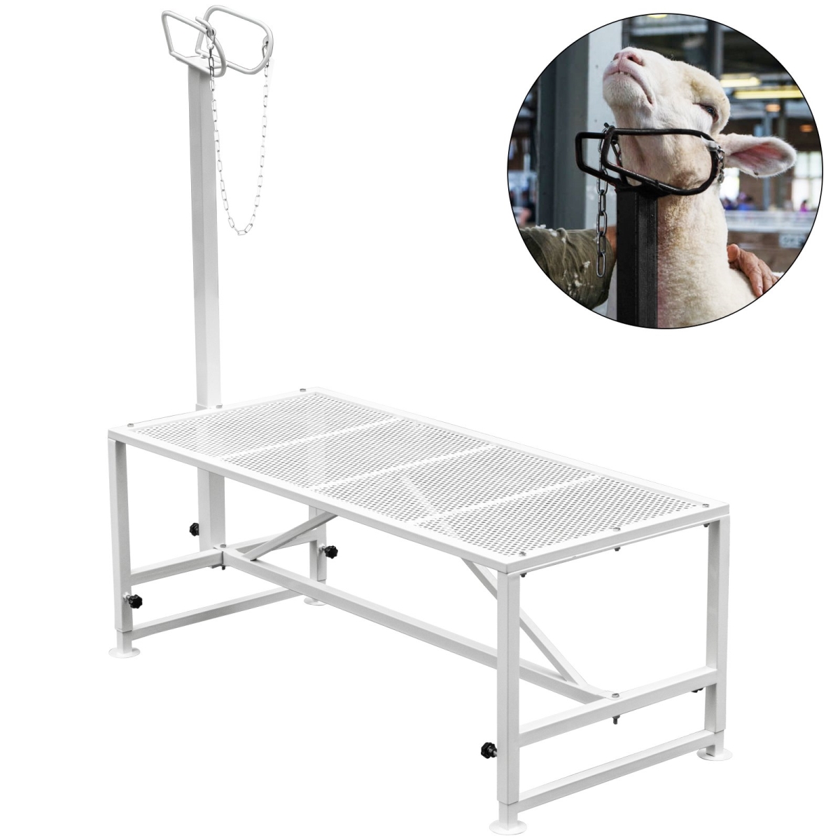 Picture of Vevor YYZJJSCDLZBS00001V0 51 x 23 in. Trimming Stand with Straight Head Piece&#44; White