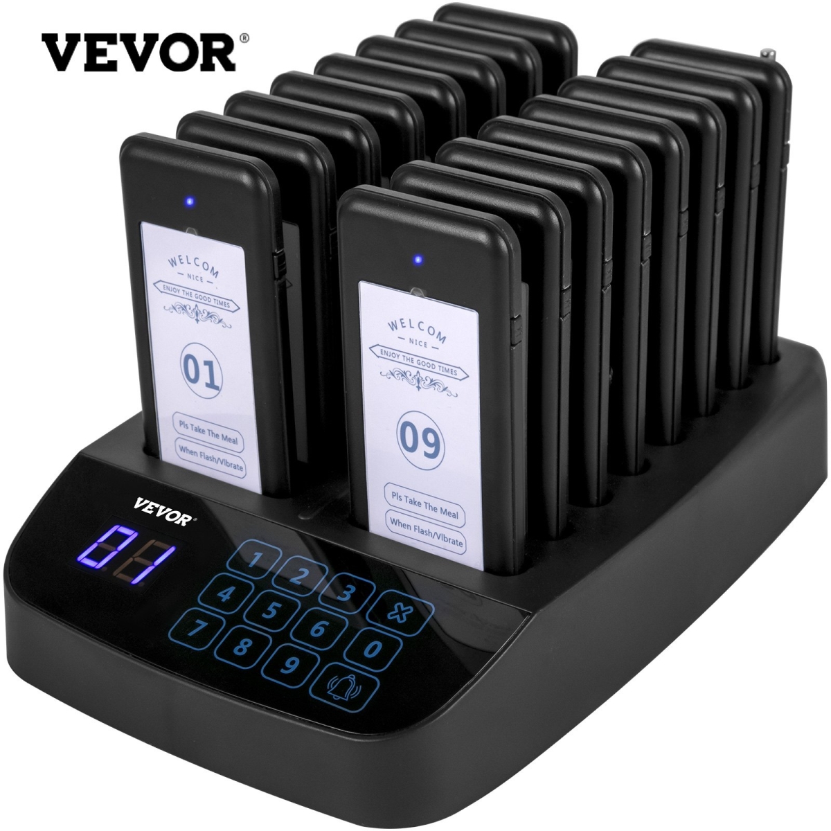 Picture of Vevor QCQFX16KCCMPM0001V1 F101 Restaurant Pager System 16 Pagers