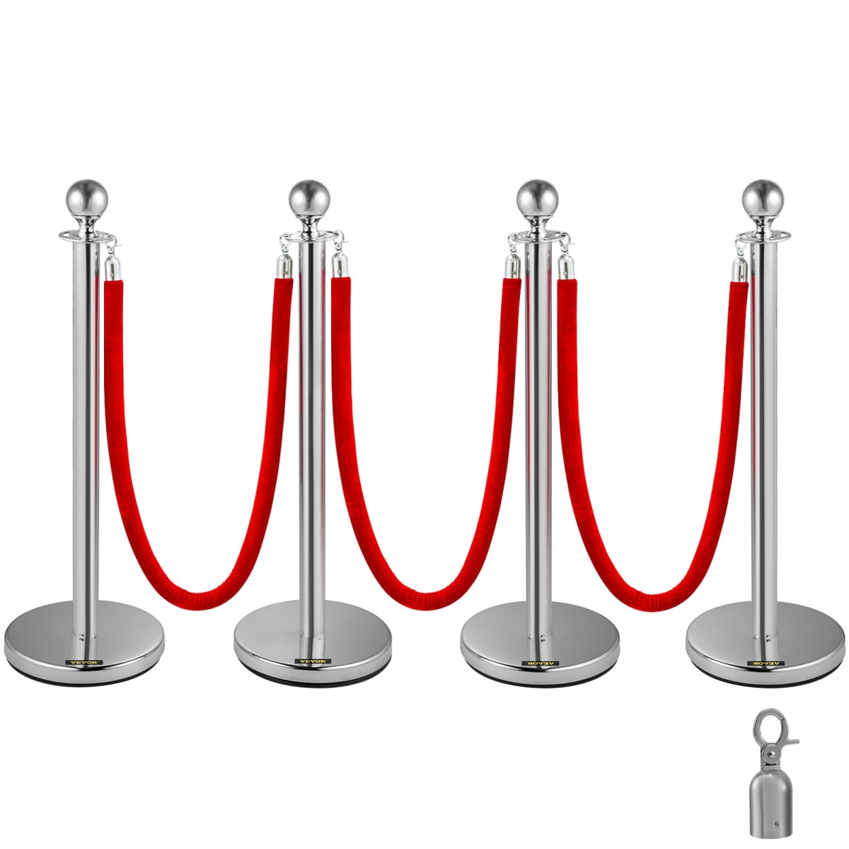 GLZYS1.5M3GHRS4JTV0 38 in. Stanchion Posts Queue, Red & Silver