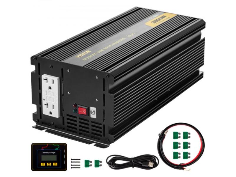 Picture of Vevor ZXN2KW12-120C7UJKV9 2000W to 4000W 12V DC to 110V 120V AC GFCI Outlet LCE Cable Boat RV Power Inverter