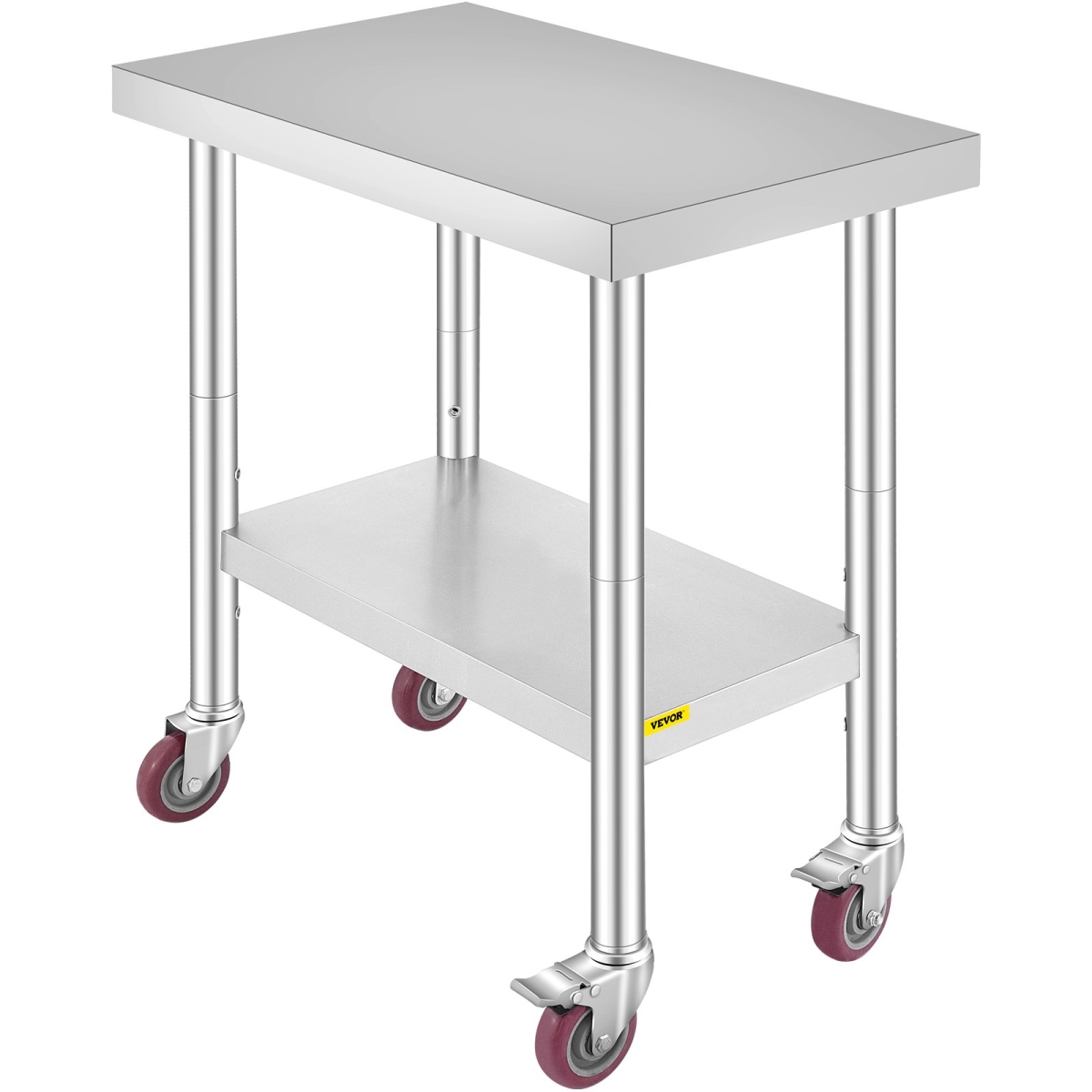 Picture of Vevor CFGZT30X18X34YC01V0 30 x 18 x 34 in. Stainless Steel Food Prep Work Table with 3-Stage Adjustable Shelf