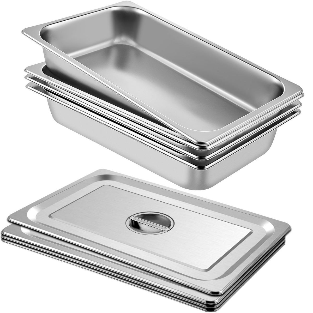 Picture of Vevor CP20X12X4YCTZ4001V0 3.7 x 20.8 x 13 in. Steam Table Pan Full Size with Lid - Pack of 4