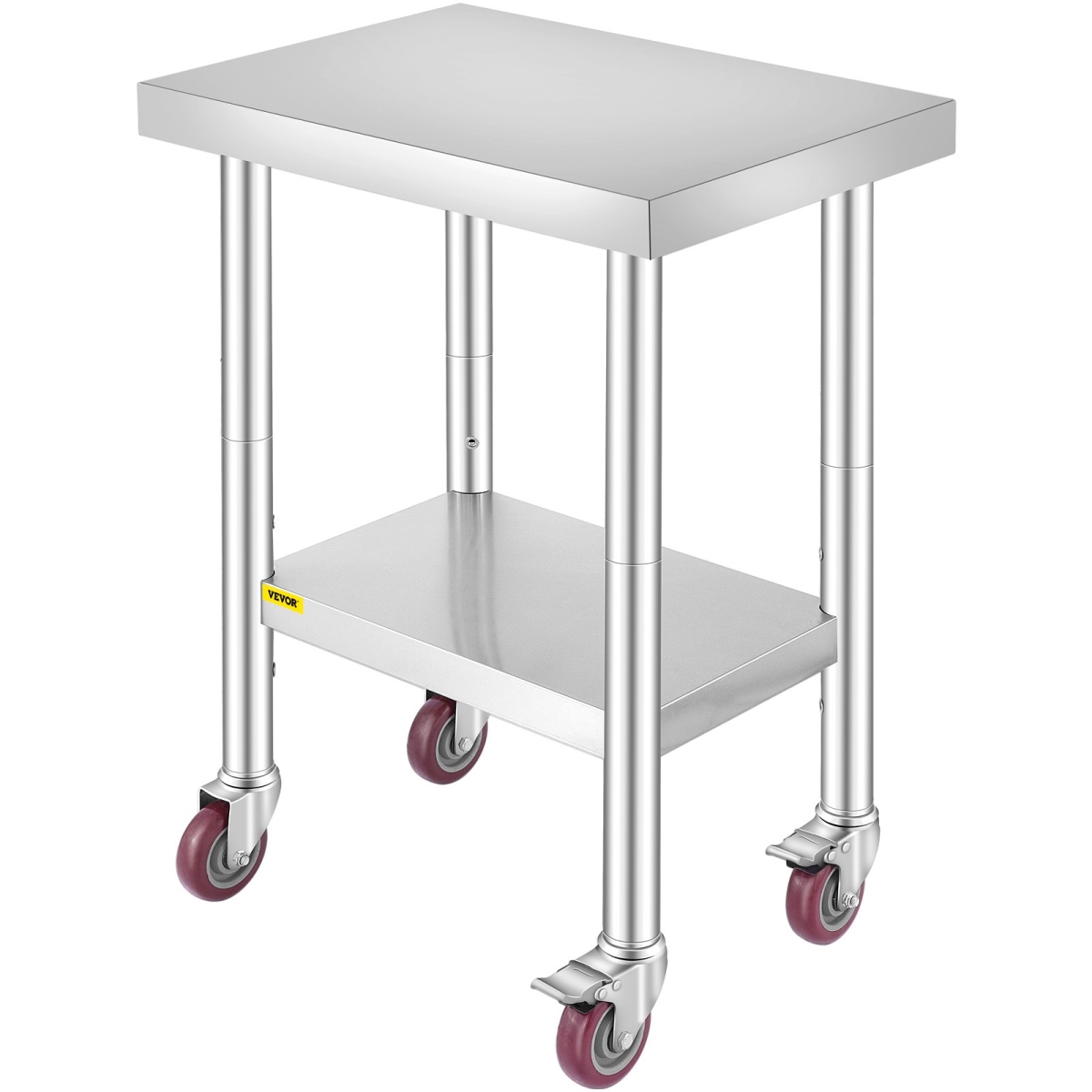 CFGZT24X18X34YC01V0 24 x 18 x 34 in. Stainless Steel Food Prep Work Table with 3-Stage Adjustable Shelf & 4 Wheels