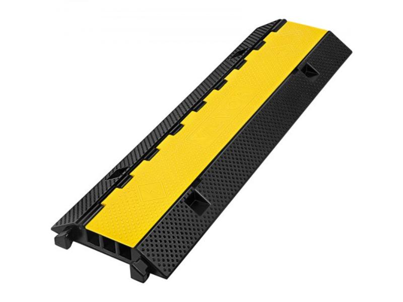 Picture of Vevor GXB1000X300X45-3PV0 44000 lbs Heavy Duty 3-Channel Rubber Cable Protector&#44; Black & Yellow