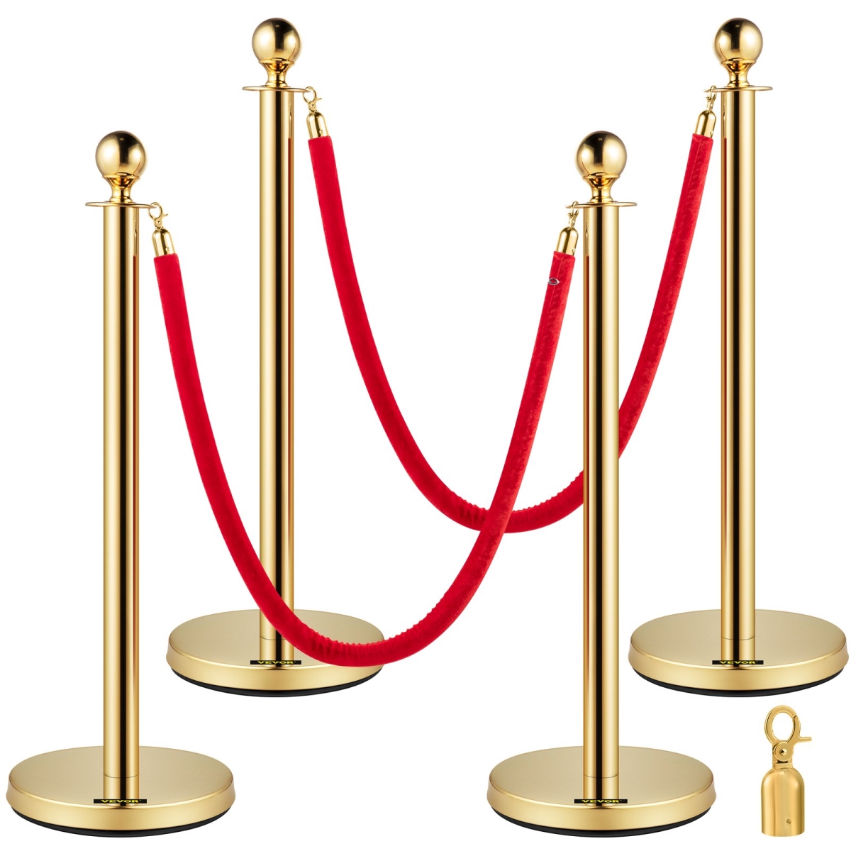 38 in. Stanchion Posts Queue, Red & Gold