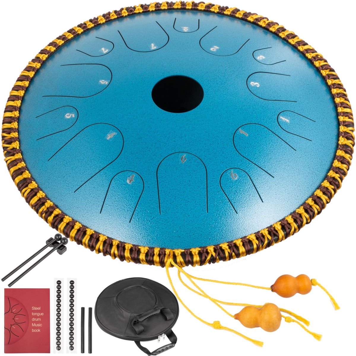 Picture of Vevor 14CSG14YDXGHBW001V0 14 in. Dia. Notes Dish Shape Drum with Rope Decoration & Mallets&#44; Sky Blue