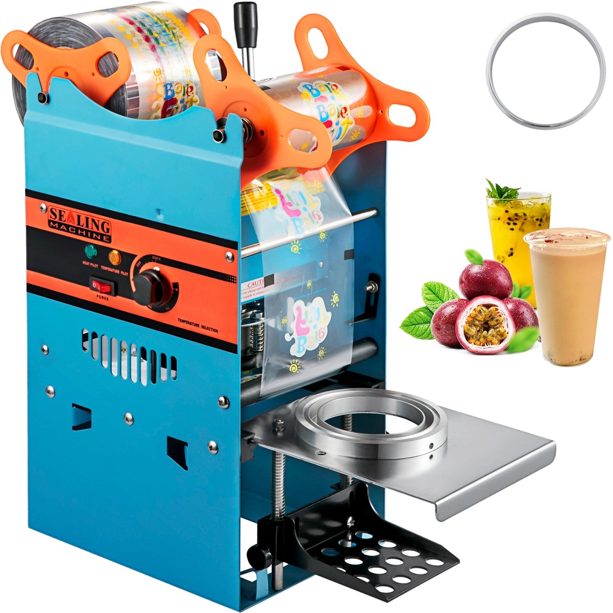 Picture of Vevor NFWY-802F110VPRA2V1 90-95 mm Manual Tea Cup Sealer Machine, Blue