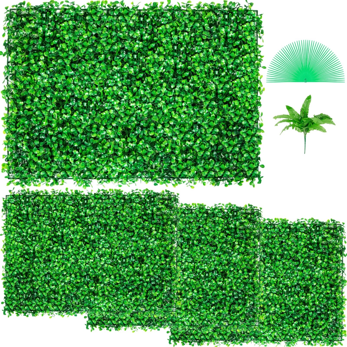 Picture of Vevor MLCZWQ4PC24X16001V0 Artificial Boxwood Panel UV Boxwood Hedge Wall Panels - 4 Piece