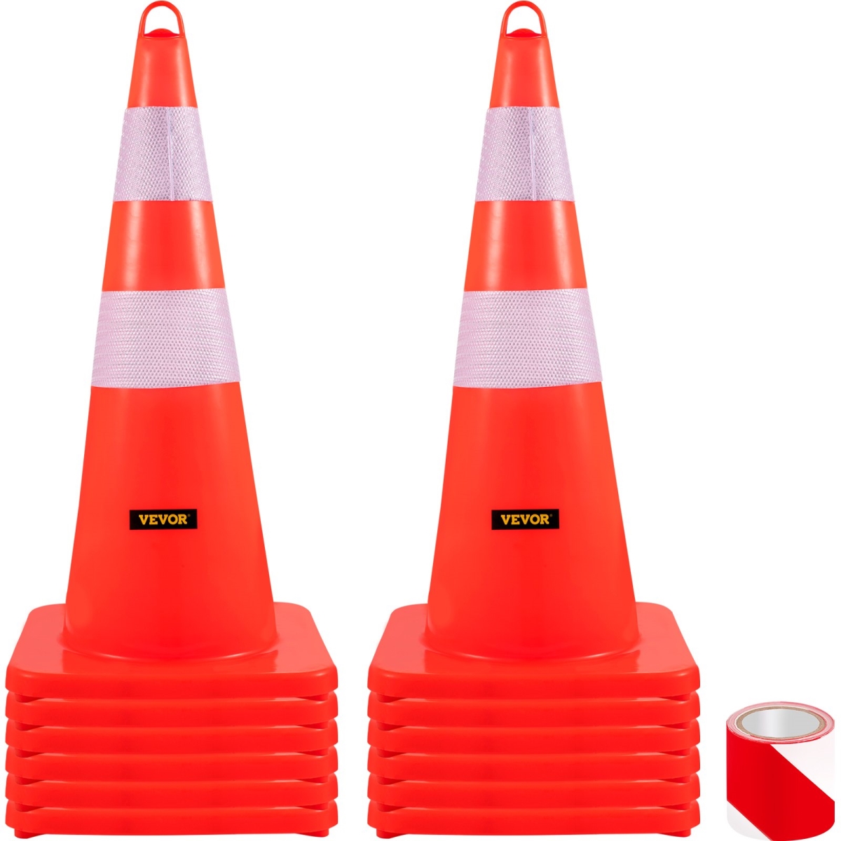 12PCS Safety Cones Traffic Cones 28" Orange Reflective Collars Road Cones, 12PK