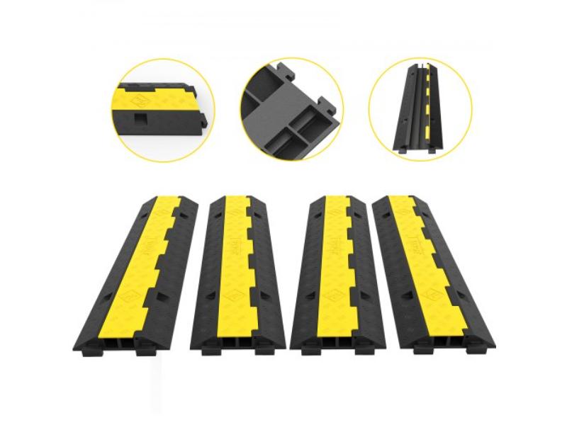 Picture of Vevor DLBHQXSLX4PCSTMPKV0 11000 lbs Cable Protector Ramp&#44; Black & Yellow - Pack of 4