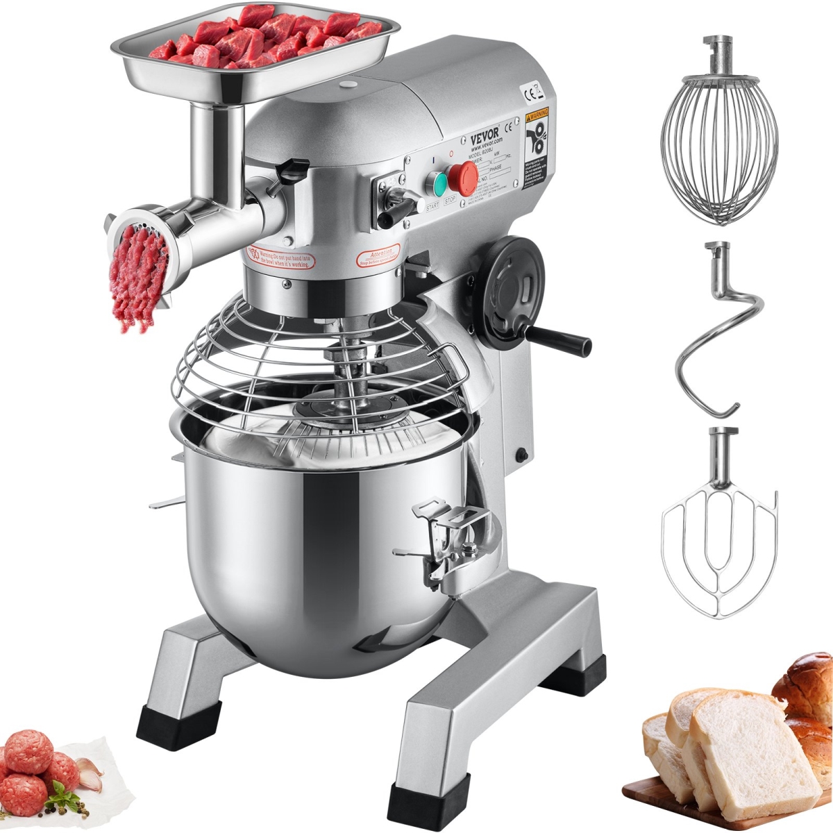 Picture of Vevor DGNJBJMCB20BJTVZLV1 20 qt. 1100W Stainless Steel Commercial Stand Mixer