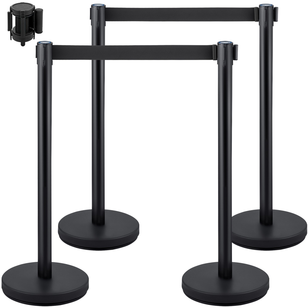 Crowd Control Stanchion, Black - Set of 4
