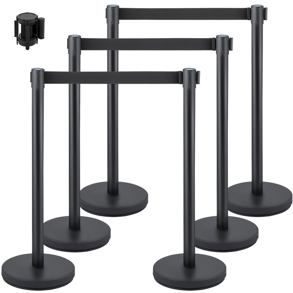 Crowd Control Stanchion, Black - Set of 6