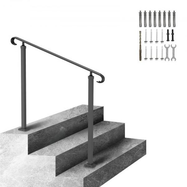 LTFS1.2MLZFS00001V0 Handrails for Outdoor Steps & Fit 1-3 Steps Wrought Iron Handrail -  Vevor