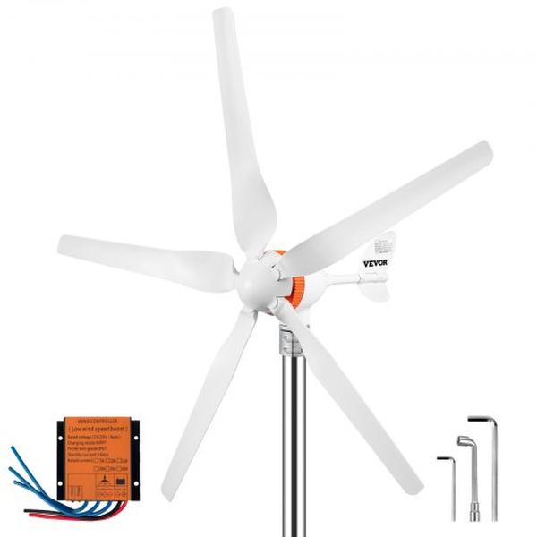 Picture of Vevor YFLFDJDKZQS7-8EYLV0 12V AC Wind Turbine Kit with 500W Wind Power Wind Turbine Generator for MPPT Controller 5 Blades Auto Adjust Windward Direction