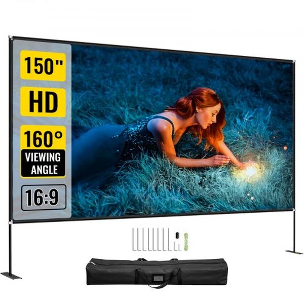 Picture of Vevor DSTPMYC150IOC3LUQV0 150 in. Portable Movie Projector Screen with 16-9 4K HD Stand Wide Angle
