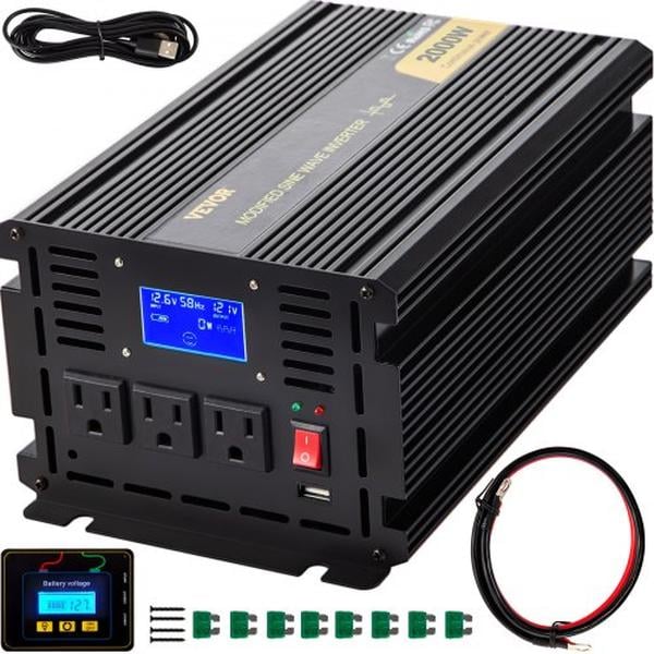 ZNB2KW-12-1200I8XV9 2000W Modified Sine Wave Power Inverter with DC 12V to AC 120V Car Converter, Brown -  Vevor