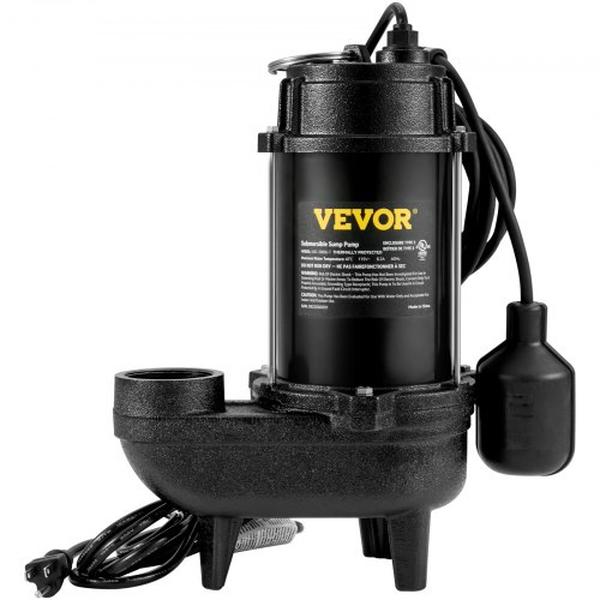 Picture of Vevor WSBZ075HP110VIOA1V1 0.75 HP & 588 GPH Cast Iron Submersible Sewage Water Pump with Float