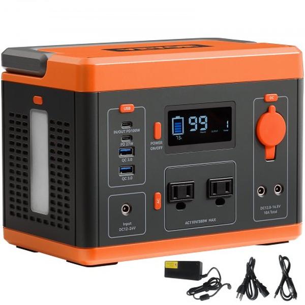 BXSCNDYMC296WSGUCV1 Portable Power Station Solar Generator with 296W & 300W Backup Lithium Battery -  Vevor