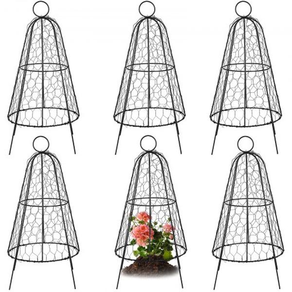 Picture of Vevor HYZWBHT612X20VMPAV0 12.2 in. Dia. x 20 in. Chicken Wire Cloche Plant Protector & Cover with Zip Ties&#44; Black - Pack of 6