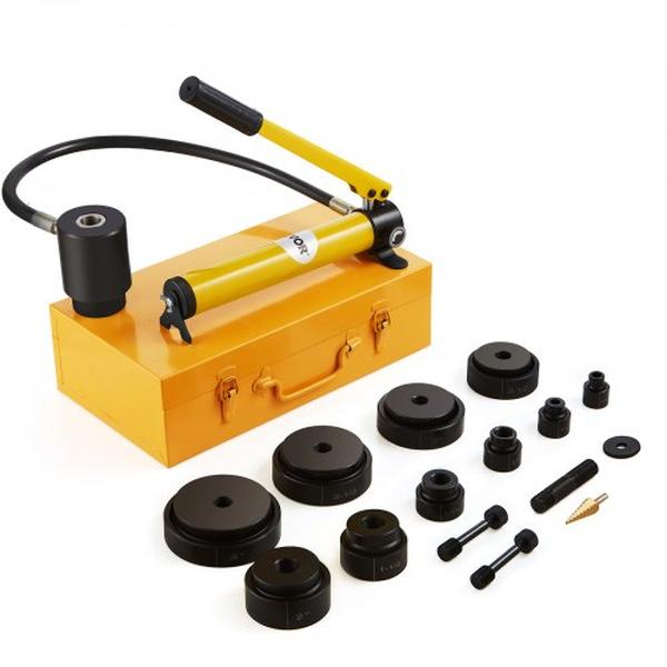 Picture of Vevor SD15T240CR2MM8SYBV0 0.5 to 4 in. 15-Ton Hydraulic Knockout Punch Driver Kit Hole Tool with 10 Dies