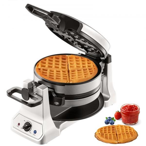 Picture of Vevor YXHFBJHFBFG24Y52WV1 120V & 1400W Round Waffle Iron 2-Layer Waffle Maker with Non-Stick Waffle Baker Machine - 2 Piece