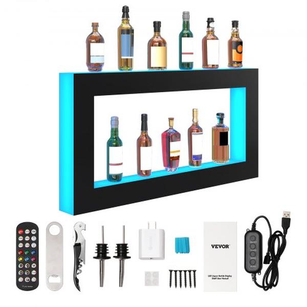 Picture of Vevor KZXBGLED248RFXCBHV1 48 in. Square LED Lighted Liquor Bottle Display Bar Shelf RF & App Control