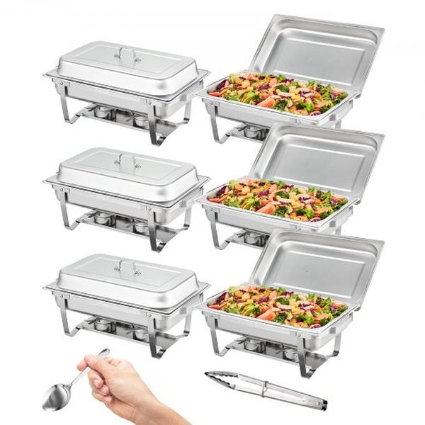 Picture of Vevor ZFXKCLJTZ68QTMJAWV0 8 qt. Stainless Steel Chafing Dish Buffet Set with 6 Full Size Pans - Pack of 6